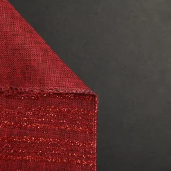 Burgundy Glitter and Linen Striped Wired Ribbon - 6.5cm Ribbons|