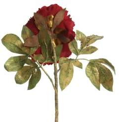 Burgundy Peonie Flower Stem with Glitter Sprinkles Christmas Flowers|