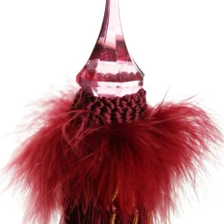 Burgundy Tassel with Feathers and Beaded Fringing Christmas Tree Decorations|