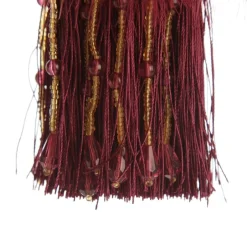 Burgundy Tassel with Feathers and Beaded Fringing Christmas Tree Decorations|
