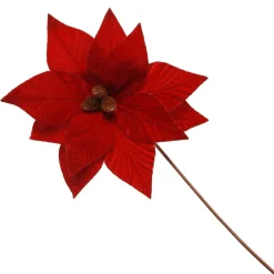 Burgundy Velvet Poinsettia Flower Stem Christmas Flowers|