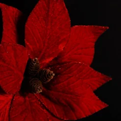 Burgundy Velvet Poinsettia Flower Stem Christmas Flowers|