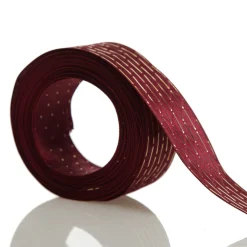 Burgundy Wired Christmas Ribbon with Gold Flecks - 3.8cm Ribbons|
