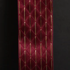 Burgundy Wired Christmas Ribbon with Gold Flecks - 3.8cm Ribbons|