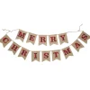 Burlap Bunting with Red and Black Plaid Merry Christmas Wall Hangings And Signs|