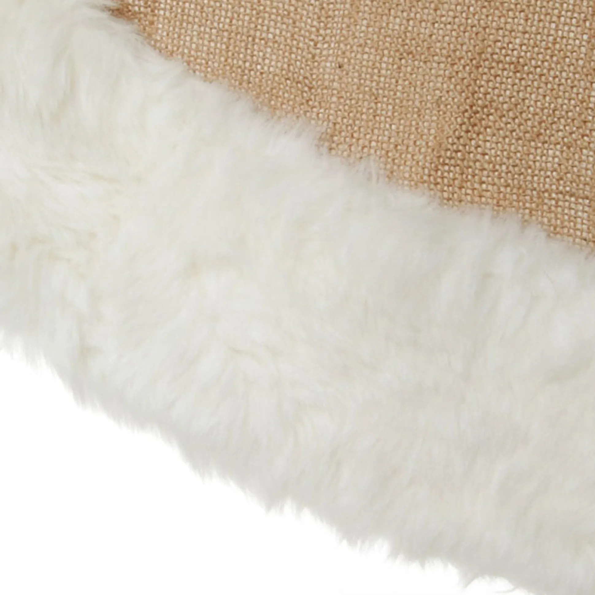 Burlap Merry Christmas Tree Skirt - White Fur Trim Christmas Tree Skirts|