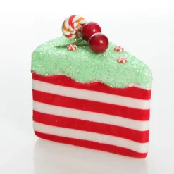 Candy Cane and Mint Velvet Cake Slice Christmas Tree Decoration Christmas Tree Decorations|