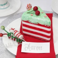 Candy Cane and Mint Velvet Cake Slice Christmas Tree Decoration Christmas Tree Decorations|