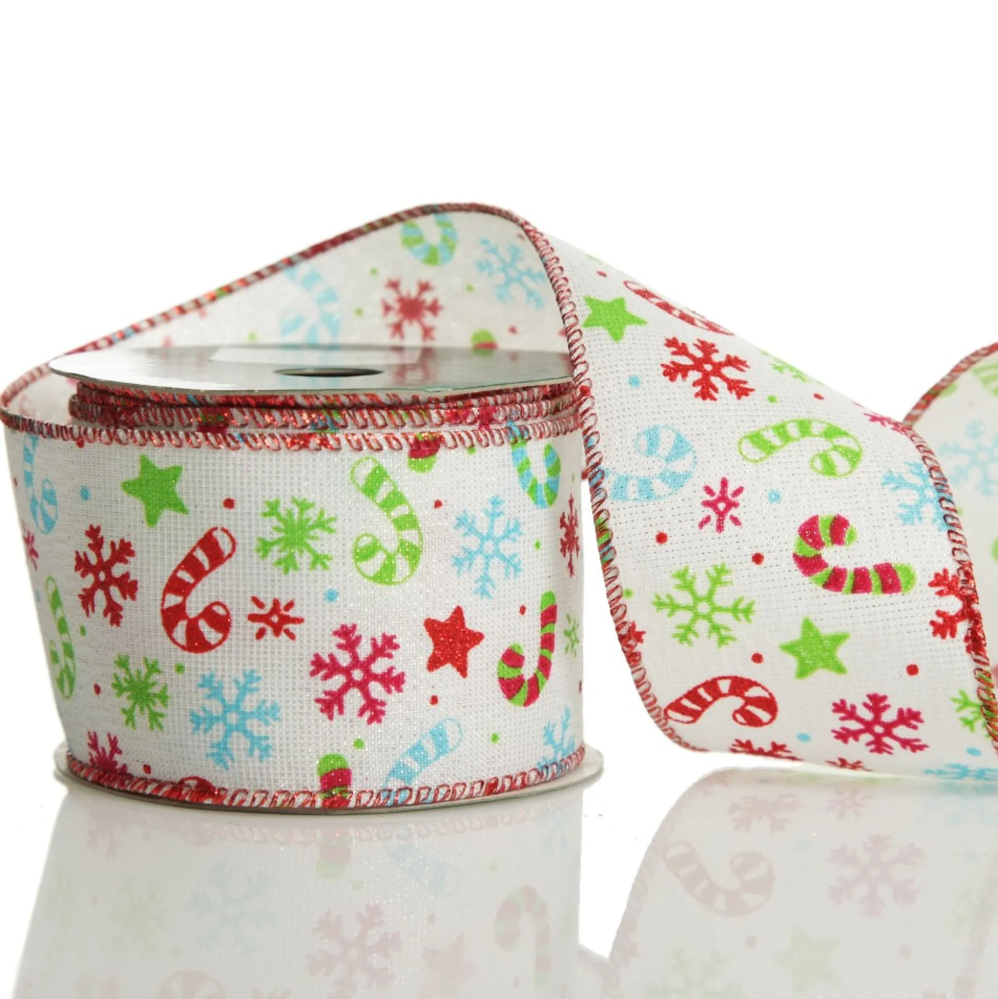 Candy Cane and Snowflake Ribbon - 6.3cm Ribbons|