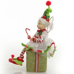 Candy Cane Christmas Fairy on Giftbox Christmas Elves And Fairies|