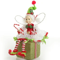 Candy Cane Christmas Fairy on Giftbox Christmas Elves And Fairies|