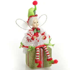 Candy Cane Christmas Fairy on Giftbox Christmas Elves And Fairies|
