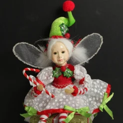Candy Cane Christmas Fairy on Giftbox Christmas Elves And Fairies|