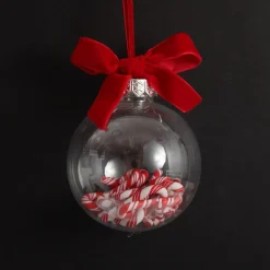 Candy Cane Filled Clear Shatterproof Bauble Decorative Christmas Baubles|