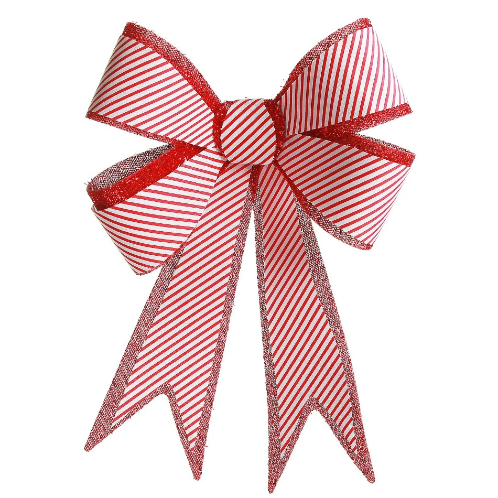 Candy Cane Stripe Christmas Bow with Glitter Edge Christmas Bells And Bows|