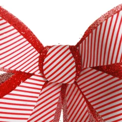 Candy Cane Stripe Christmas Bow with Glitter Edge Christmas Bells And Bows|