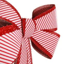 Candy Cane Stripe Christmas Bow with Glitter Edge Christmas Bells And Bows|