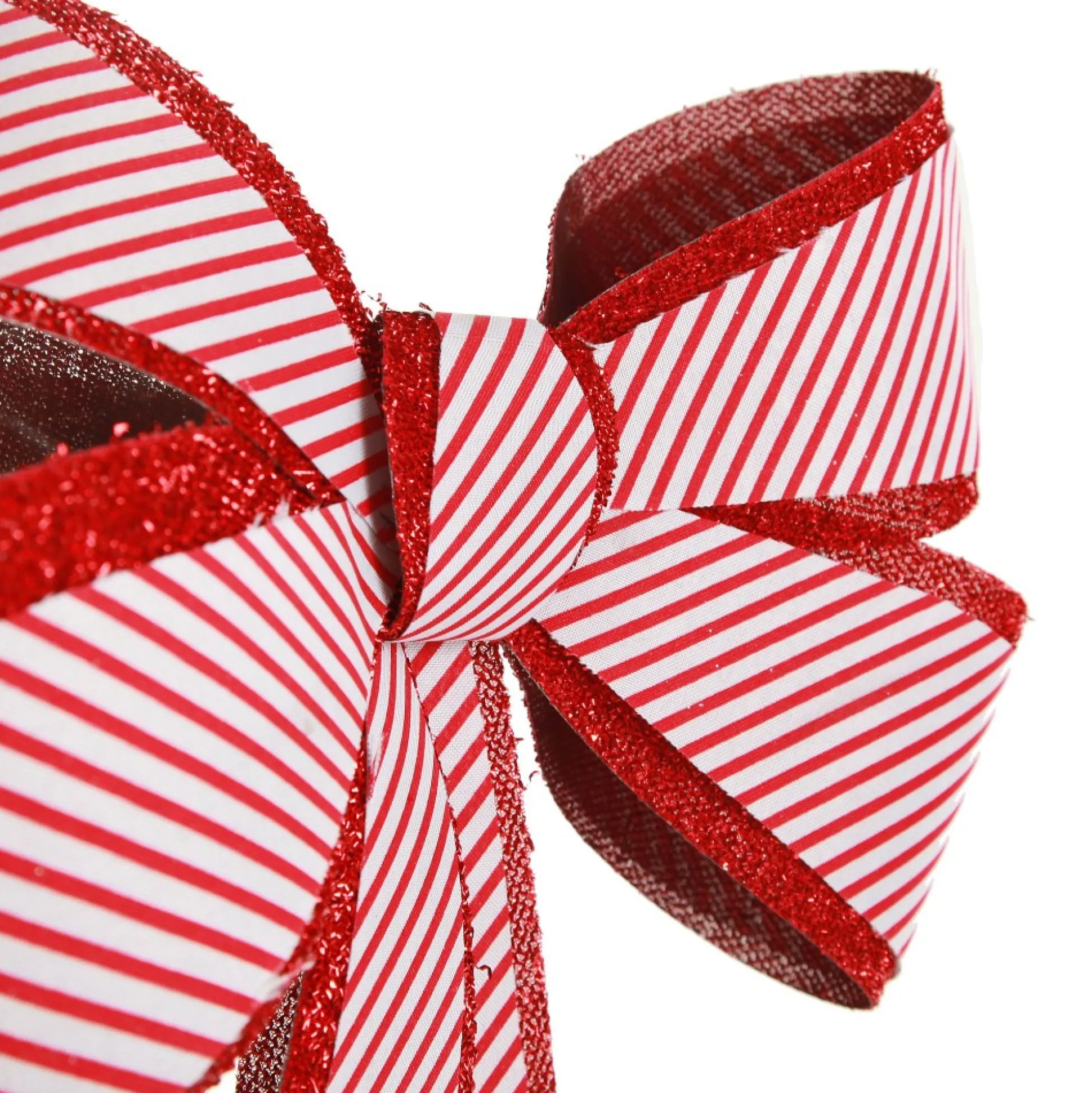 Candy Cane Stripe Christmas Bow with Glitter Edge Christmas Bells And Bows|