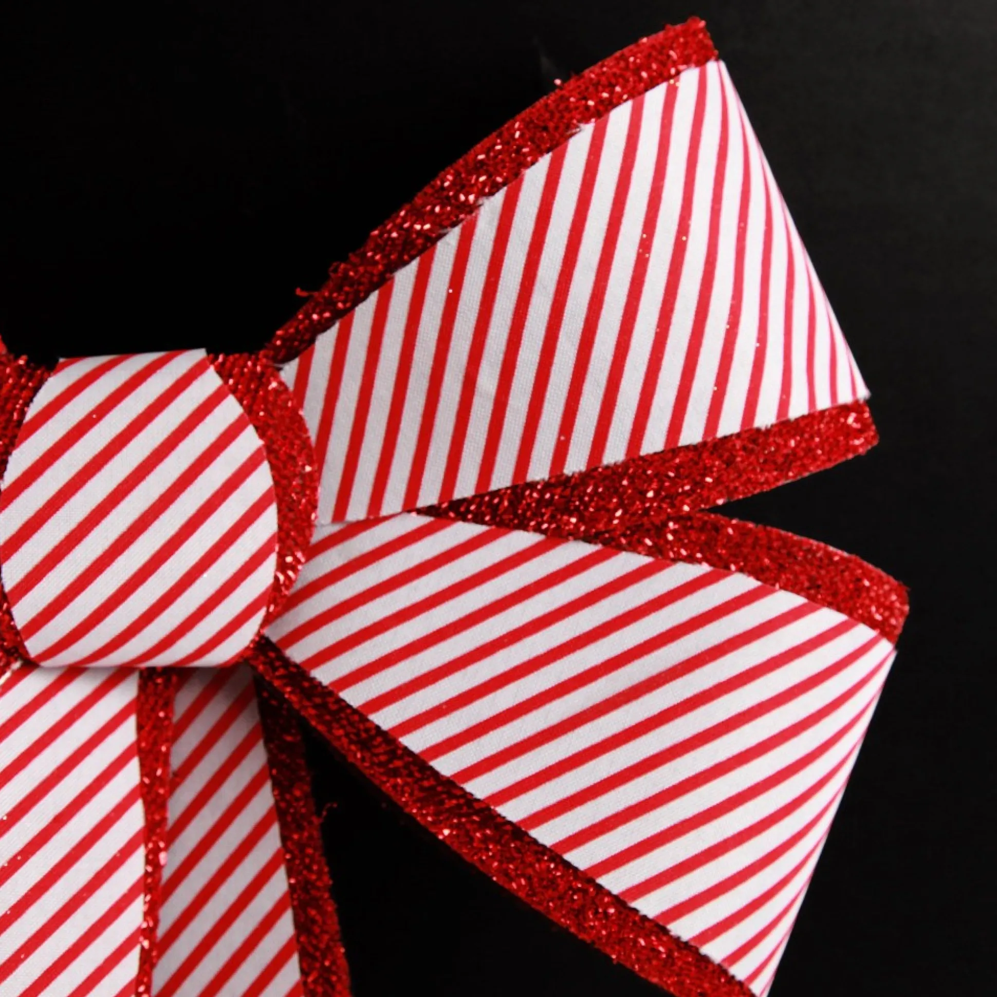 Candy Cane Stripe Christmas Bow with Glitter Edge Christmas Bells And Bows|