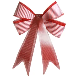 Candy Cane Stripe Christmas Bow with Glitter Edge Christmas Bells And Bows|