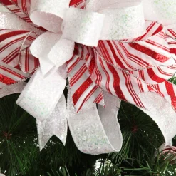 Candy Cane Stripe Deluxe Tree Topper Bow with Streamers Tree Toppers|