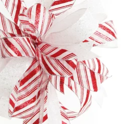 Candy Cane Stripe Deluxe Tree Topper Bow with Streamers Tree Toppers|