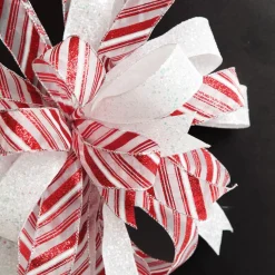Candy Cane Stripe Deluxe Tree Topper Bow with Streamers Tree Toppers|
