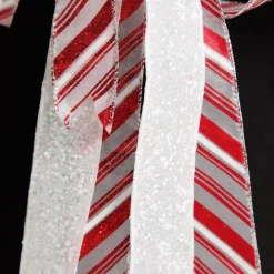 Candy Cane Stripe Deluxe Tree Topper Bow with Streamers Tree Toppers|