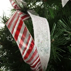 Candy Cane Stripe Deluxe Tree Topper Bow with Streamers Tree Toppers|