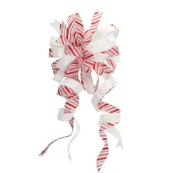 Candy Cane Stripe Deluxe Tree Topper Bow with Streamers Tree Toppers|