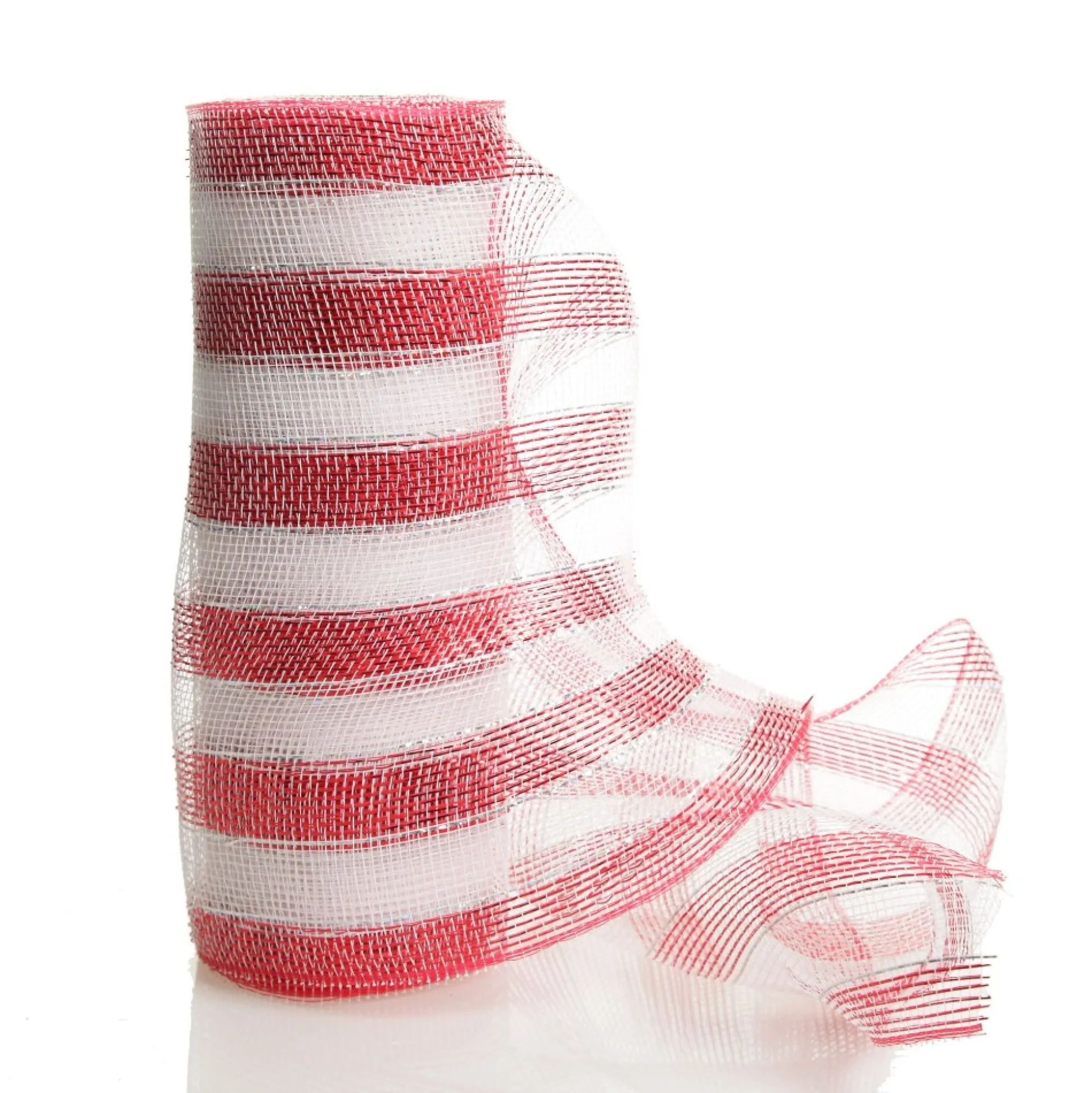 Candy Cane Stripe Metallic Thread Decomesh Roll Diy Wreaths|