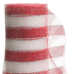 Candy Cane Stripe Metallic Thread Decomesh Roll Diy Wreaths|
