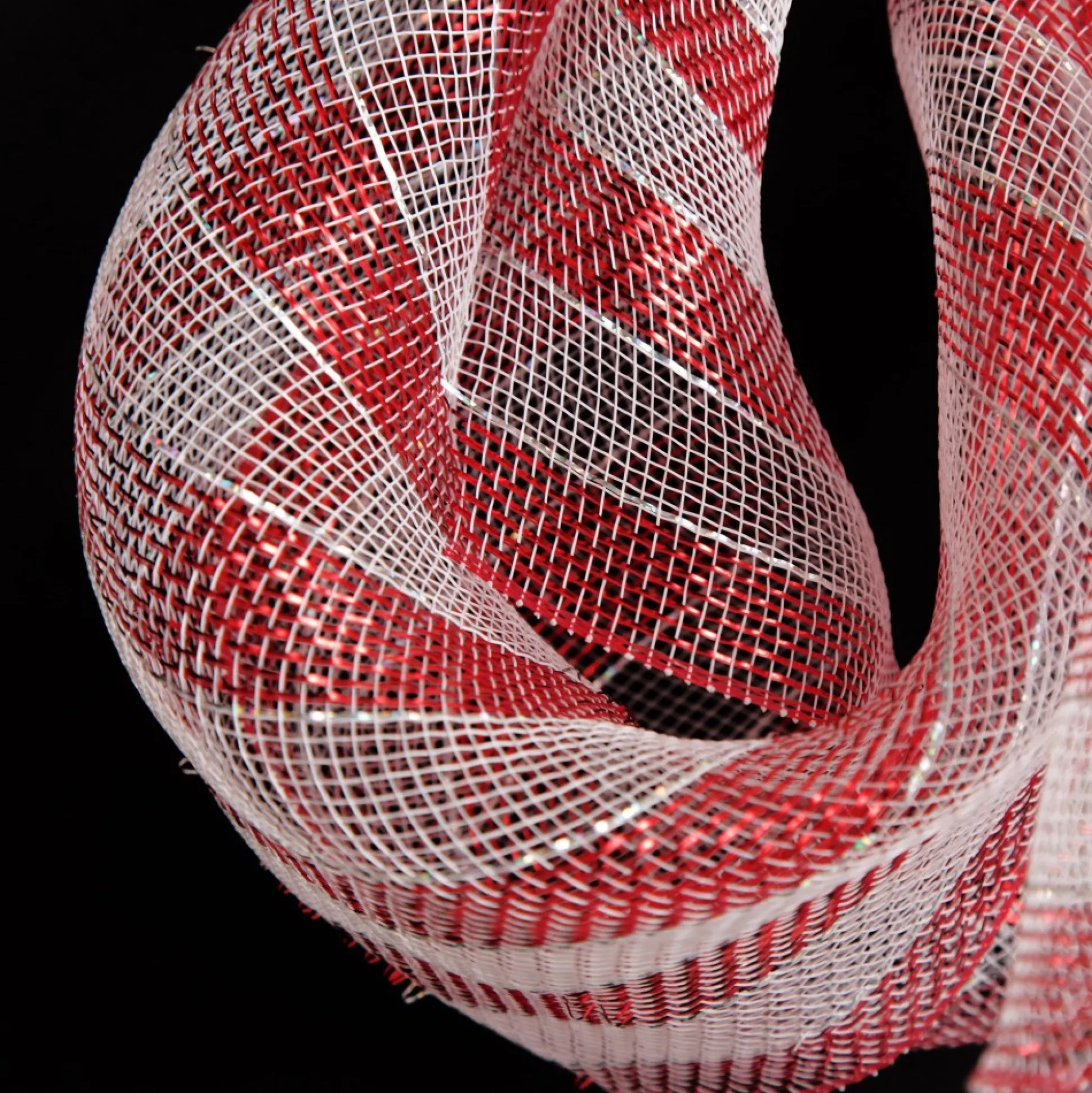 Candy Cane Stripe Metallic Thread Decomesh Roll Diy Wreaths|