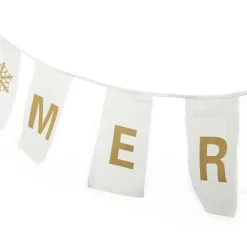 Canvas Gold Merry Christmas Printed Bunting Tree Garlands|
