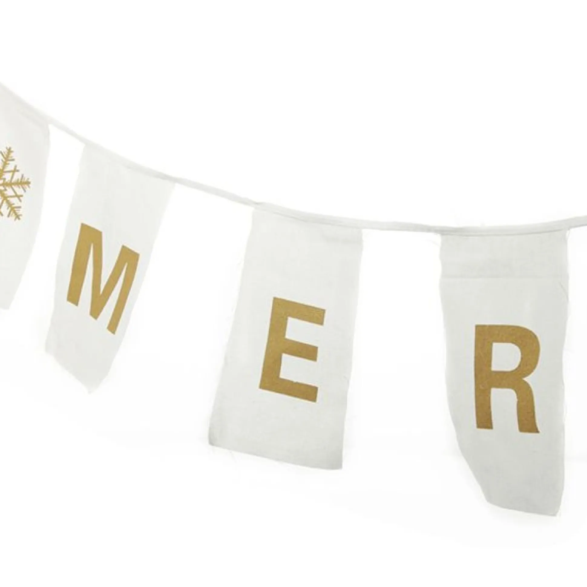 Canvas Gold Merry Christmas Printed Bunting Tree Garlands|