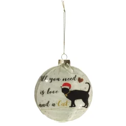 Cat Lovers Christmas Glass Disc Glass Hearts And Discs|