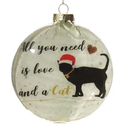 Cat Lovers Christmas Glass Disc Glass Hearts And Discs|
