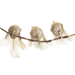 Champagne Bird Clip with Feather Tail - Set of 3 Butterflies And Birds|Champagne Bird Clip With Feather Tail - Set Of 3