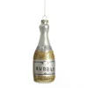 Champagne Bottle Gold Glitter Bubbly Glass Tree Decoration Christmas Tree Decorations|