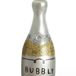 Champagne Bottle Gold Glitter Bubbly Glass Tree Decoration Christmas Tree Decorations|