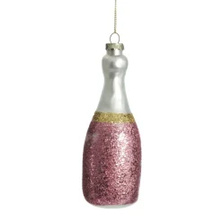Champagne Bottle Pink Glitter Cheers Glass Tree Decoration Christmas Tree Decorations|
