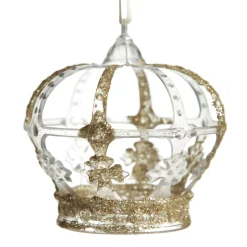 Champagne Glitter and Clear Crown Christmas Decoration Christmas Tree Decorations|