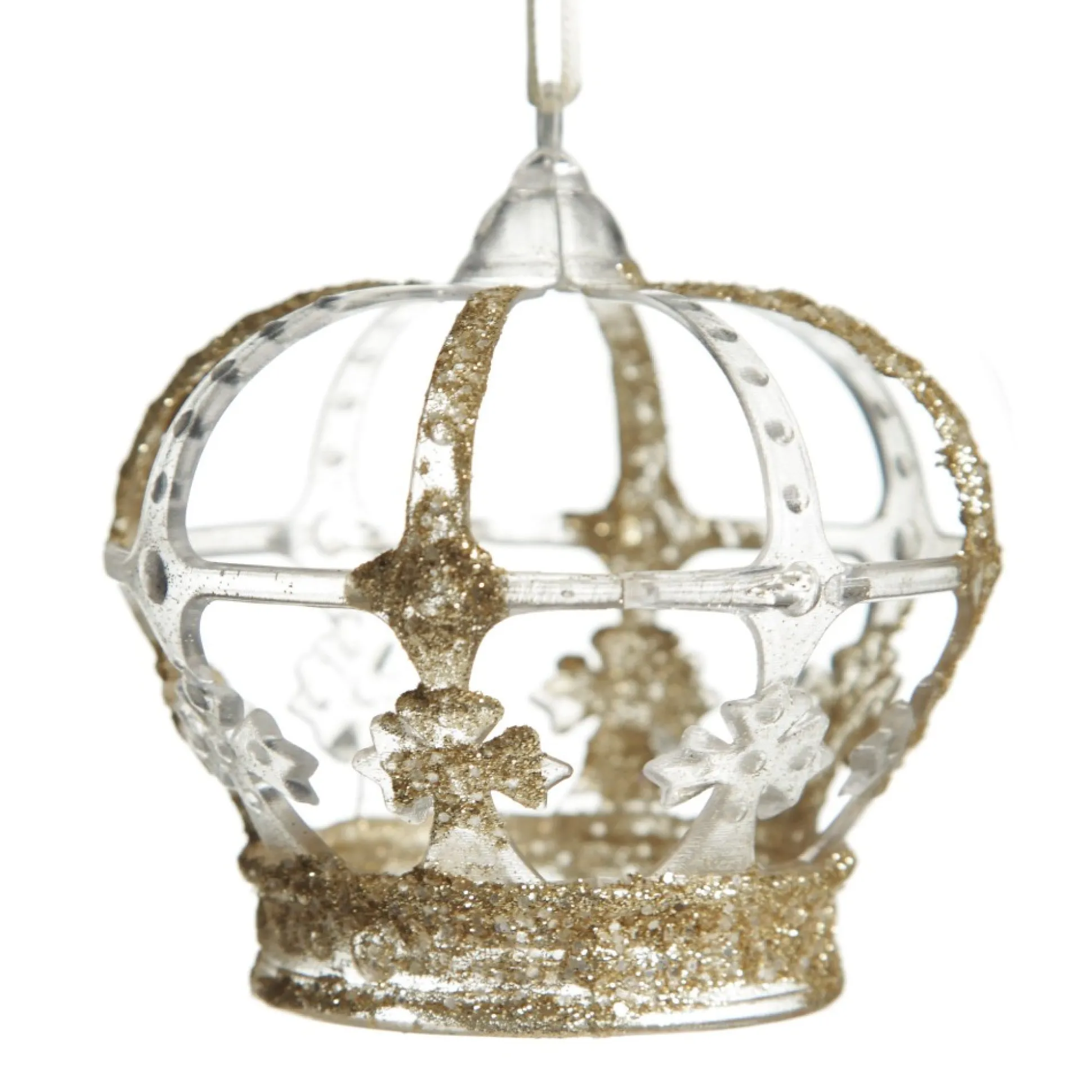 Champagne Glitter and Clear Crown Christmas Decoration Christmas Tree Decorations|