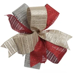 Champagne Glitter and Linen Striped Wired Ribbon - 6.5cm Ribbons|