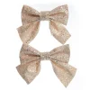 Champagne Glitter Bow - Set of 2 Christmas Bells And Bows|