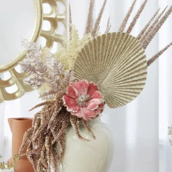 Champagne Glitter Fan Palm Leaf Pick Christmas Sprays|