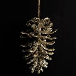 Champagne Glitter Faux Hanging Pinecone Pinecones And Acorns|