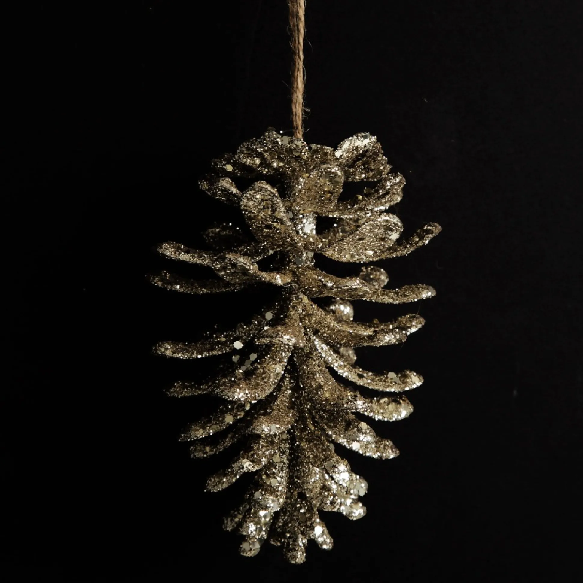 Champagne Glitter Faux Hanging Pinecone Pinecones And Acorns|