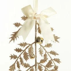 Champagne Glitter Fern Tree Decoration with Mini Bells Christmas Tree Decorations|