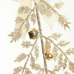 Champagne Glitter Fern Tree Decoration with Mini Bells Christmas Tree Decorations|
